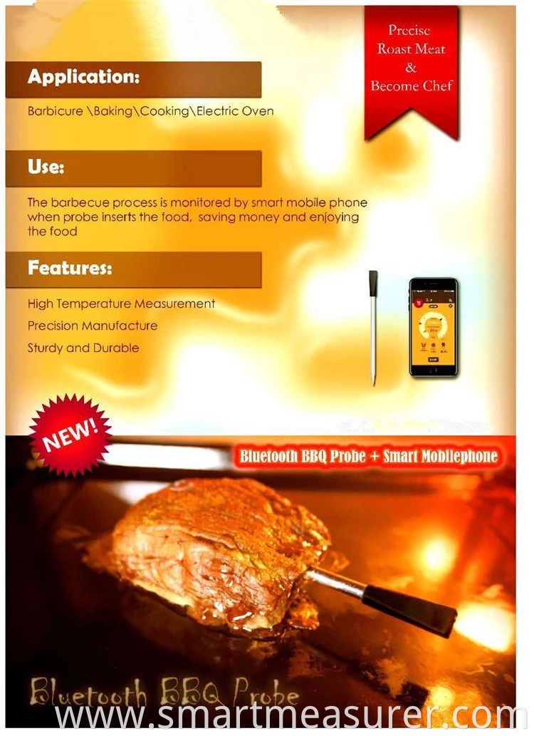 2020 Latest Design Smart Blue tooth Wireless BBQ Meat Probe Digital Thermometer with Free APP